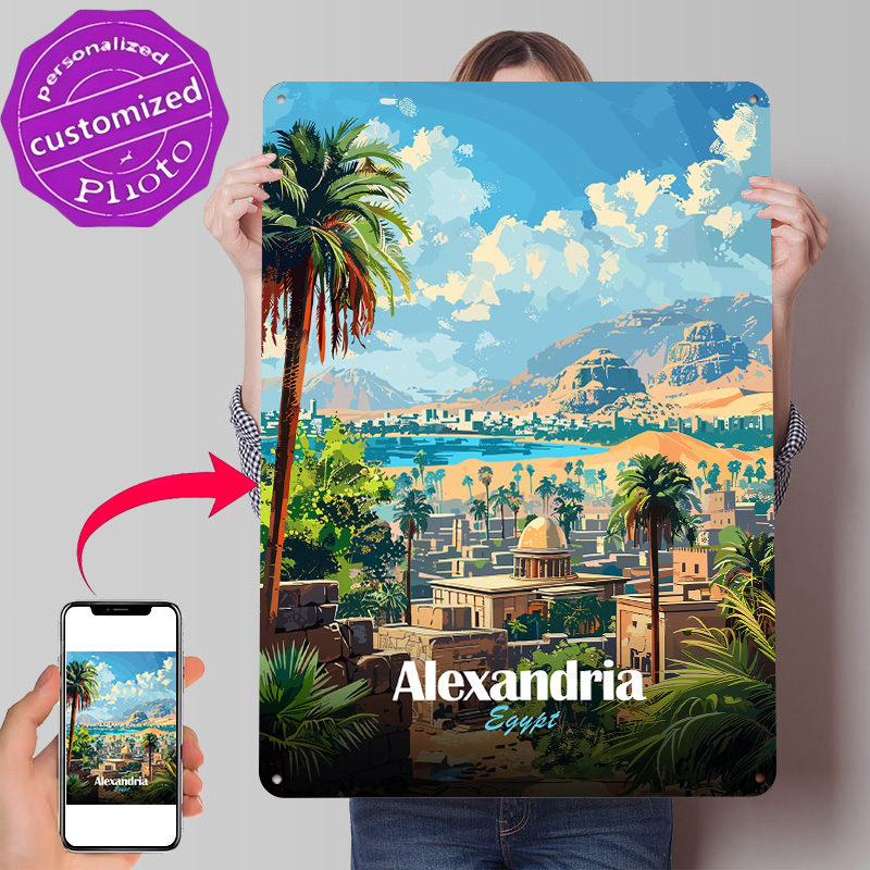 Travel Accessories Egypt - Alexandria Mısır Seyahat Posteri Retro 3D