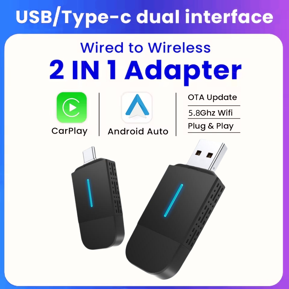 Travel Plug Type C - ANYFAR Çift Arabirimli Kablosuz CarPlay Android