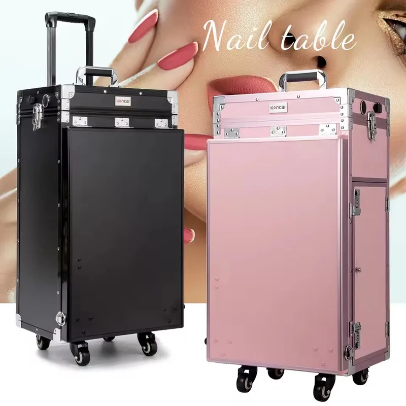 Travel Accessories For Train - YENİ Katlanabilir Tekerlekli Manikür Masası Makyaj