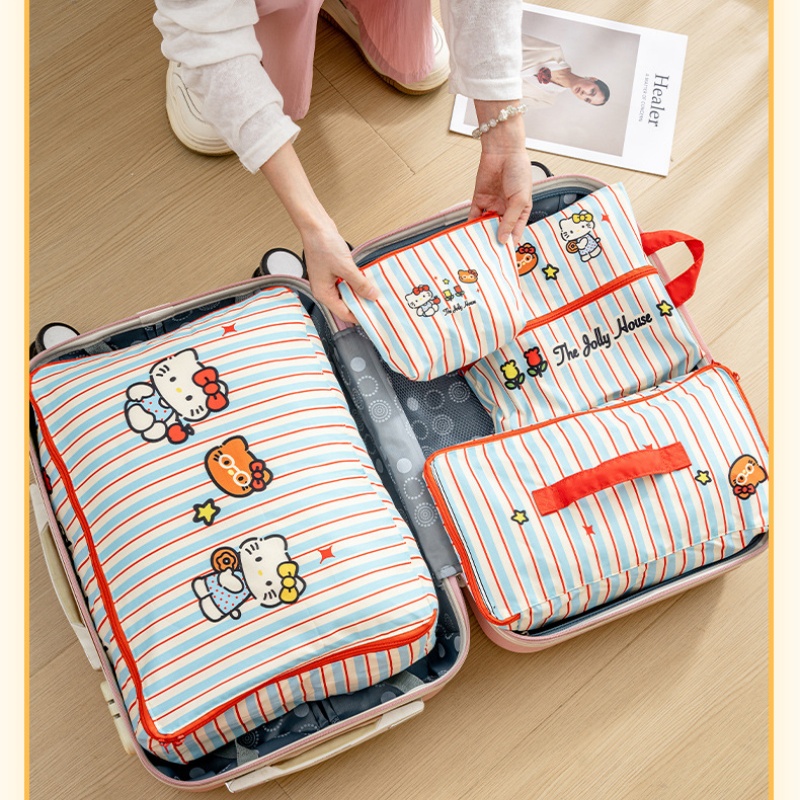 Travel Accessories Wholesale - Hello Kitty Çizgili Seyahat Saklama Çantaları