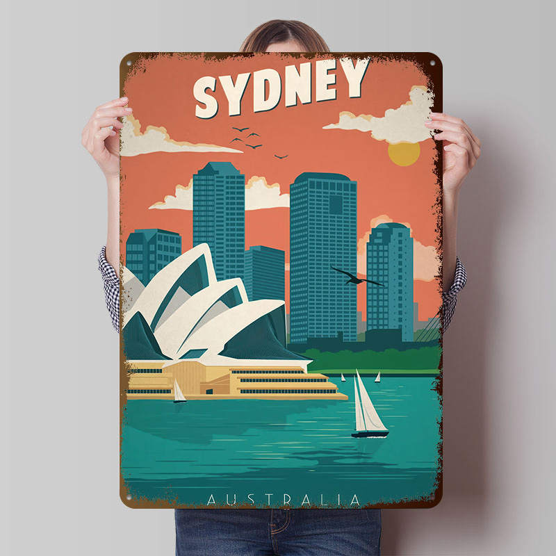 Travel Accessories Sydney - Sydney Seyahat Posteri Özelleştirilmiş Vintage Metal