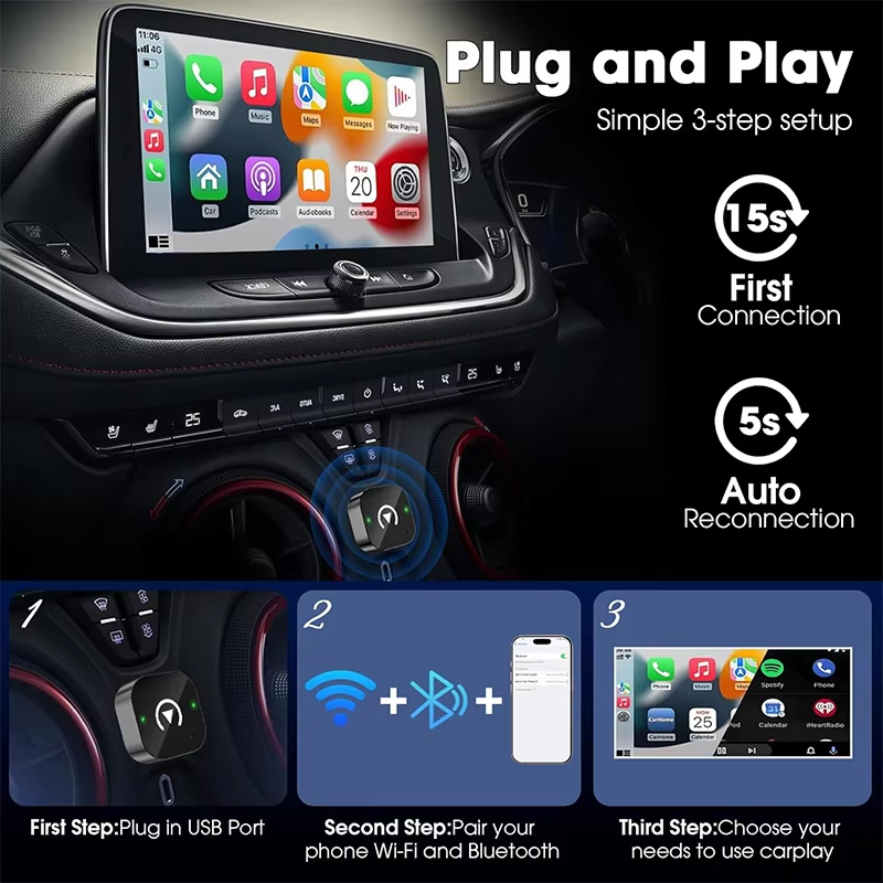 2'si 1 arada Kablosuz CarPlay  - Travel Plug Type C incelemesi ve fiyatı